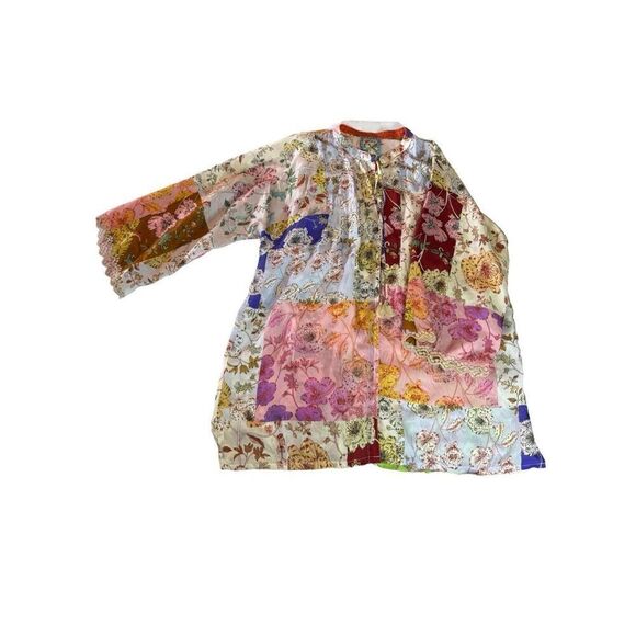 Johnny Was Cosmo Marianne Tunic Silk Multi-Buttoned Blouse - Size XS - Picture 4 of 13